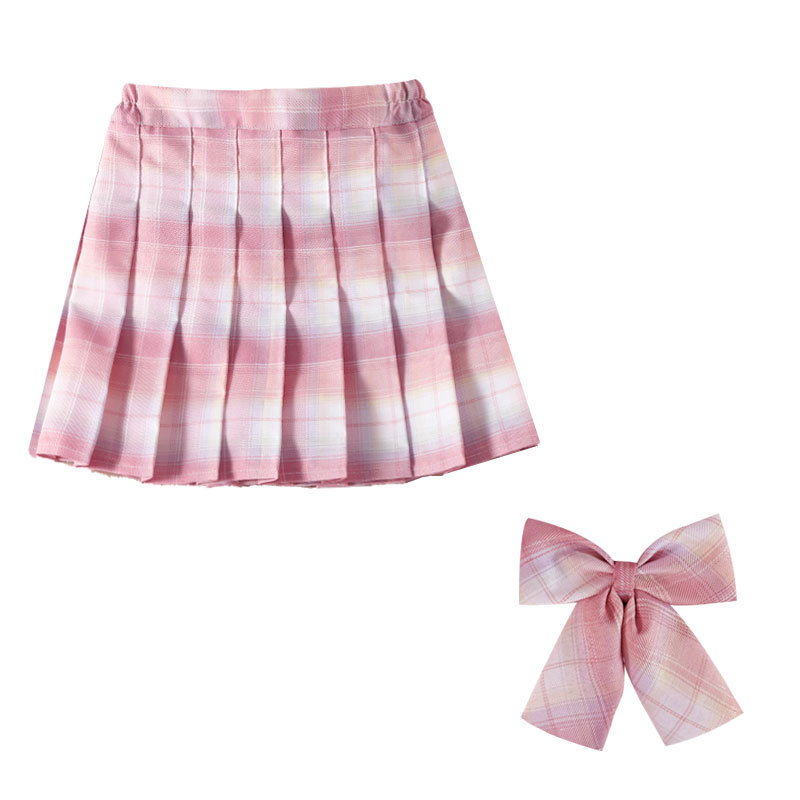 Picture of Girls' skirt children's clothing Korean style new preppy style children's short skirt class clothes plaid skirt medium and large children's pleated skirt