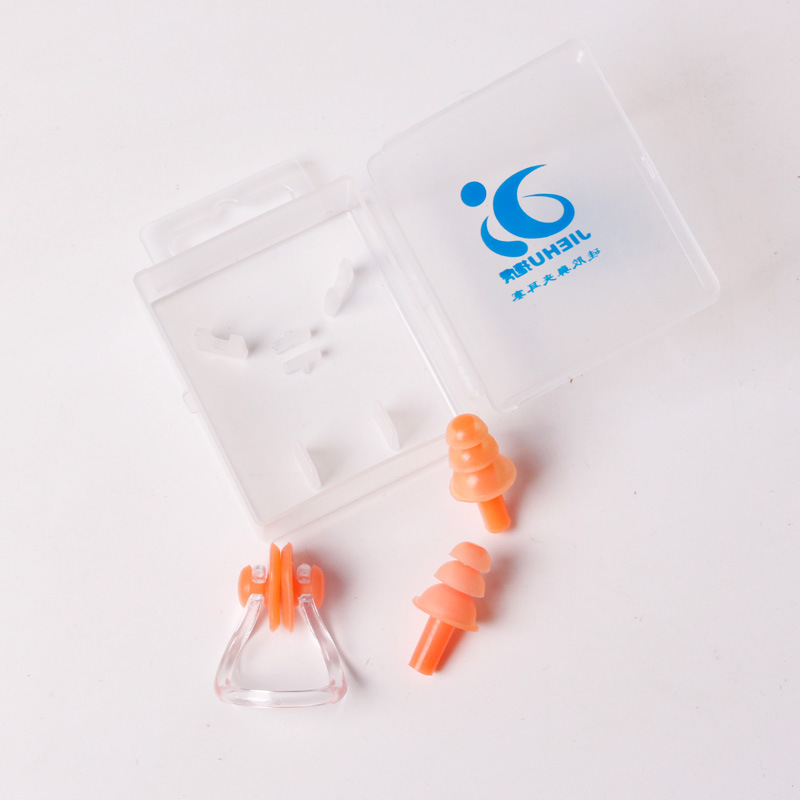 Picture of Silicone nose clip earplugs in stock wholesale swimming earplugs nose clip suit super soft mushroom earplugs nasal plug suit