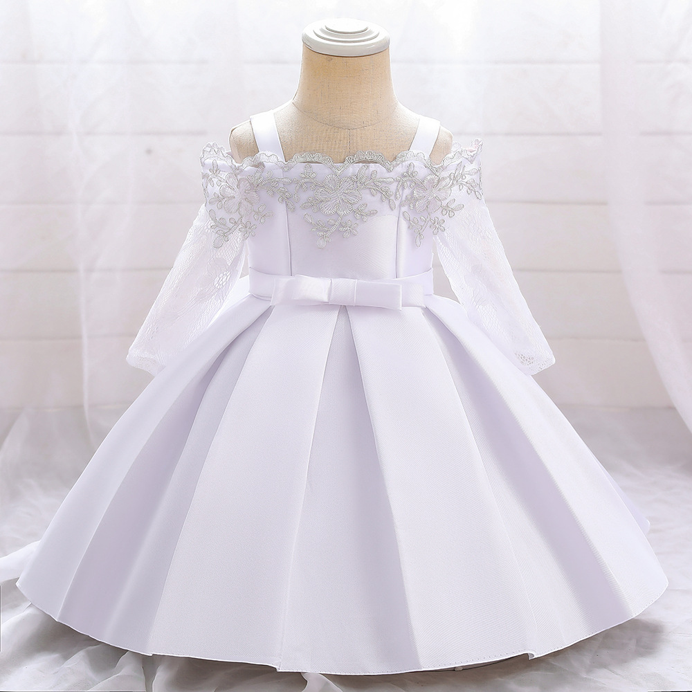 Picture of Cross-border Amazon baby dress satin cloth one-year-old baby dress dress birthday cute princess