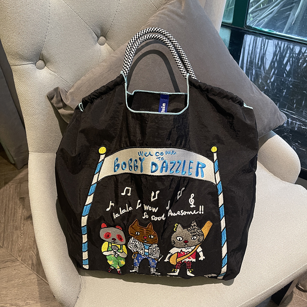Picture of Japanese homemade ball chain eco-friendly shopping bag nylon embroidered hand canvas bag nylon shopping bag