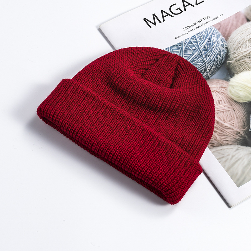 Picture of Melon Skin Hat Men's Korean Style Trendyy Autumn and Winter Woolen Hat Student Fashion Cuffed Yuppie Cold Hat Women's Brimless Knitted Hat