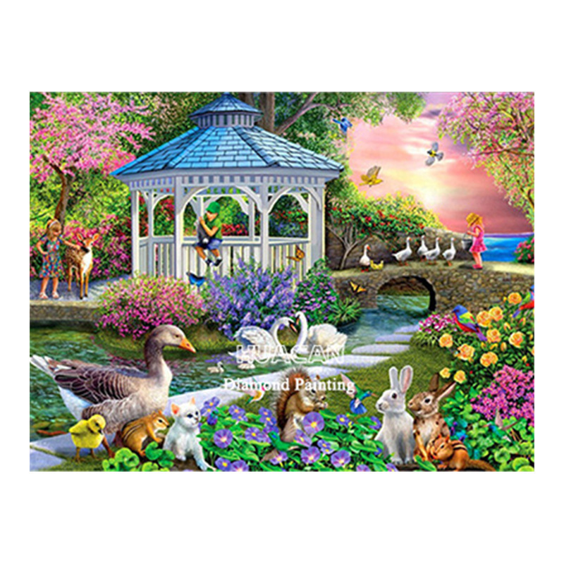 5d diamond painting 2021 new full diamond back garden living room handmade crystal dot stick diamond brick sticker cross stitch