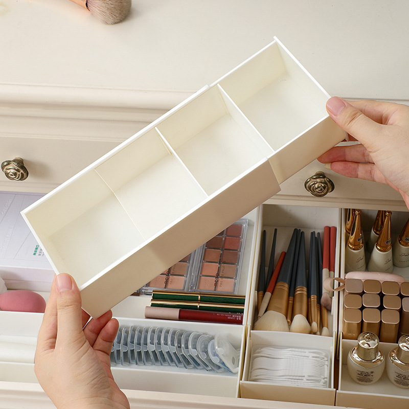 Multifunctional drawer storage box finishing box built-in partition retractable kitchen tableware cosmetic sundries box