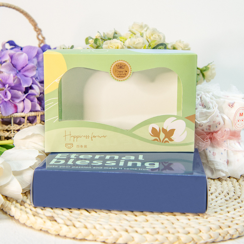 Manufacturer Custom Underwear Packaging Box Color Box White Cardboard Hot Stamping Printing Drawer Box Window Custom-made Heaven and Earth Cover Color Printing
