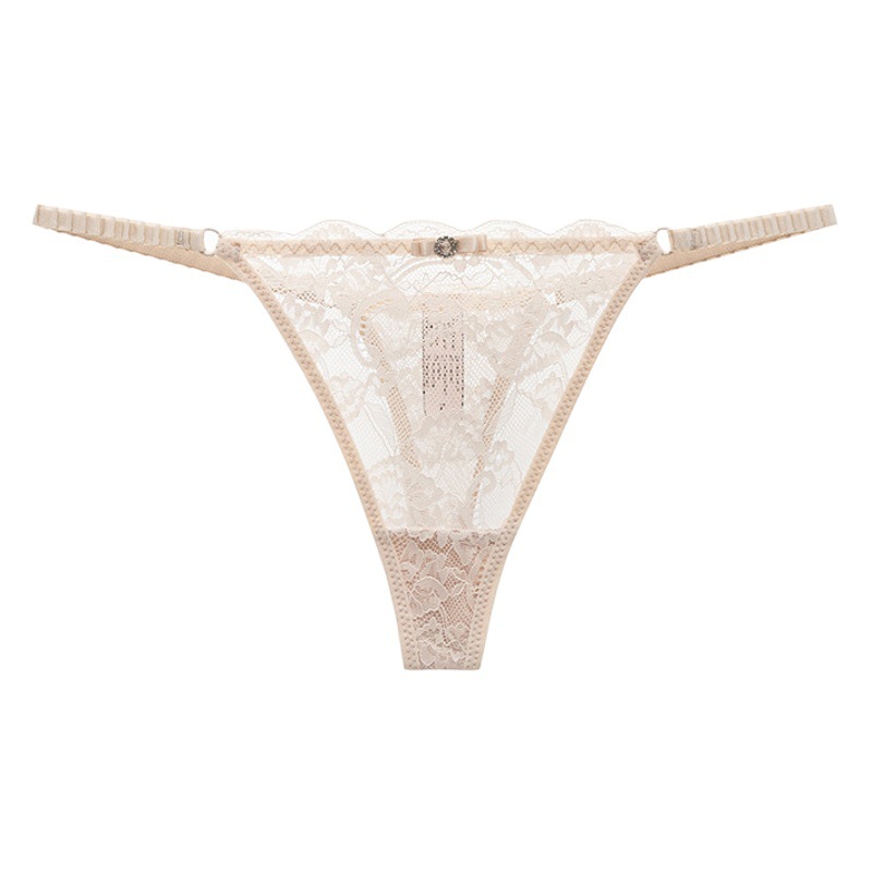 Sexy lace-up hollow-out thong women's hot girl sports breathable embroidered peach hip T pants wholesale
