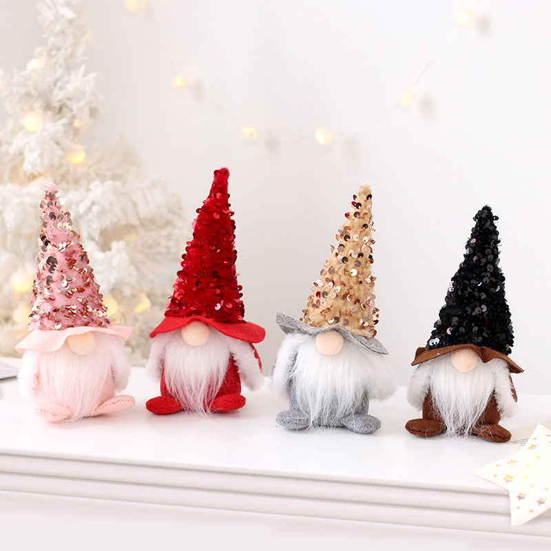 Cross Border Christmas Decorations INS Wind Sequins Faceless Santa Claus Doll Home Christmas Gifts
