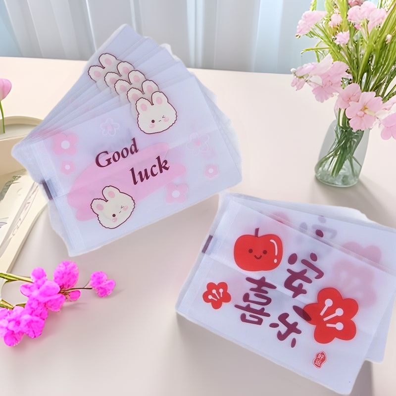 2025 New Ping An Happy Cartoon Rabbit Snowflake Crisp Packaging Bag Baking Biscuits Cranberry Packaging in stock Bag