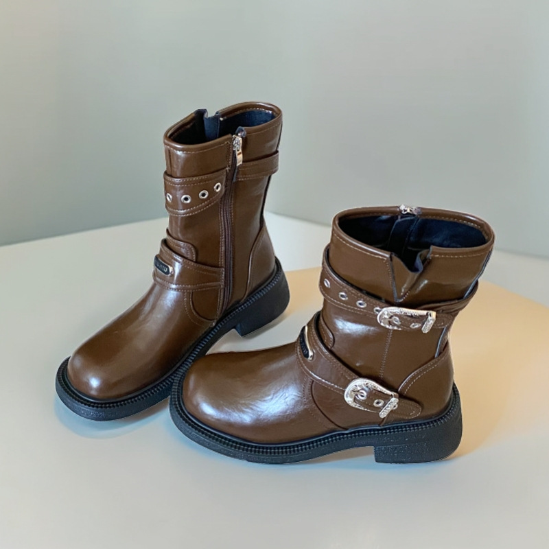 2025 Autumn Couple's Retro British Style Short Boots Brown Melad Knight Snow Western Boots Elegant Martin Boots