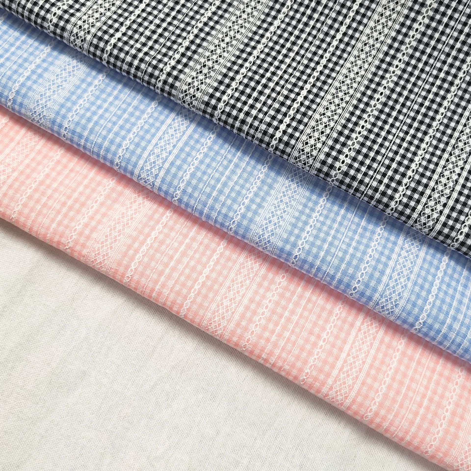 Spring and Summer Fresh Style Yarn-Dyed Plaid Foam Woven Diamond Line Printed Fabric Dress Children's Clothing Home Boutique
