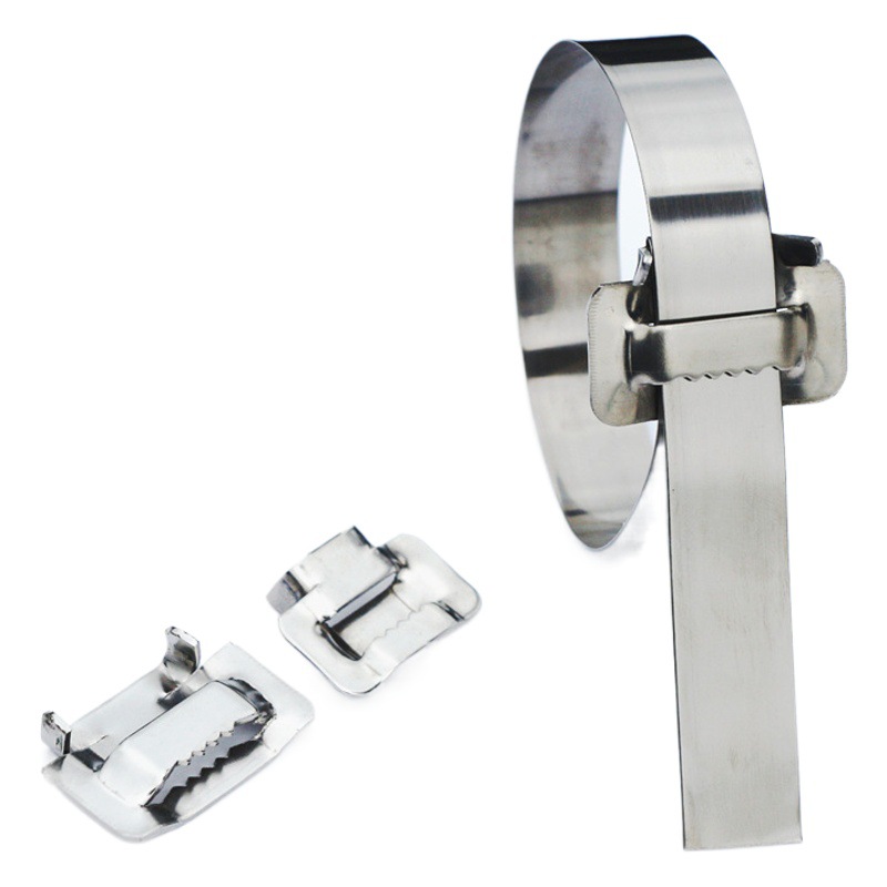 304 Tooth Buckle Stainless Steel Tie Buckle 10mm Sign Plate Tie Buckle Electric Box Plate with Buckle Manufacturer Wholesale
