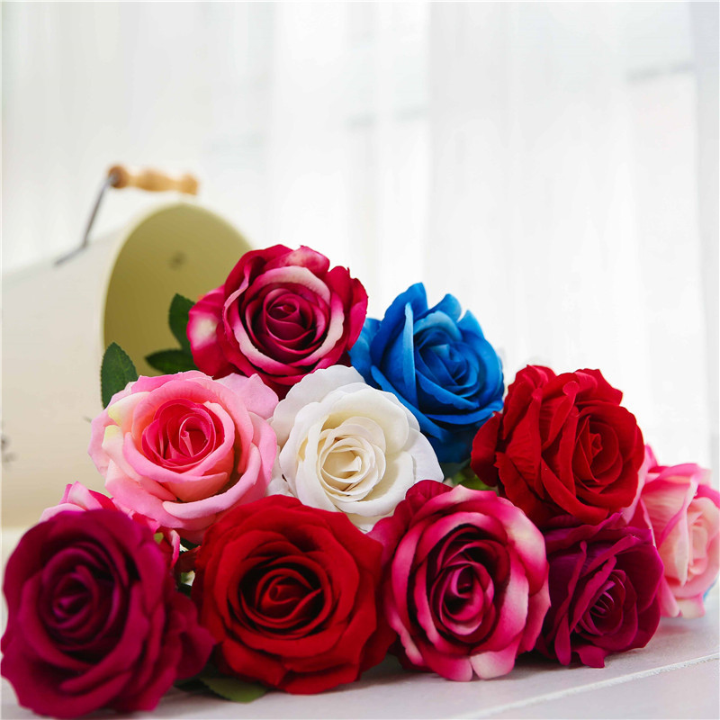 Single Flannel Rose Wholesale Home Decoration Simulated Flower Cross-Border Hot Selling Rose Party Wedding Decoration Silk Flower