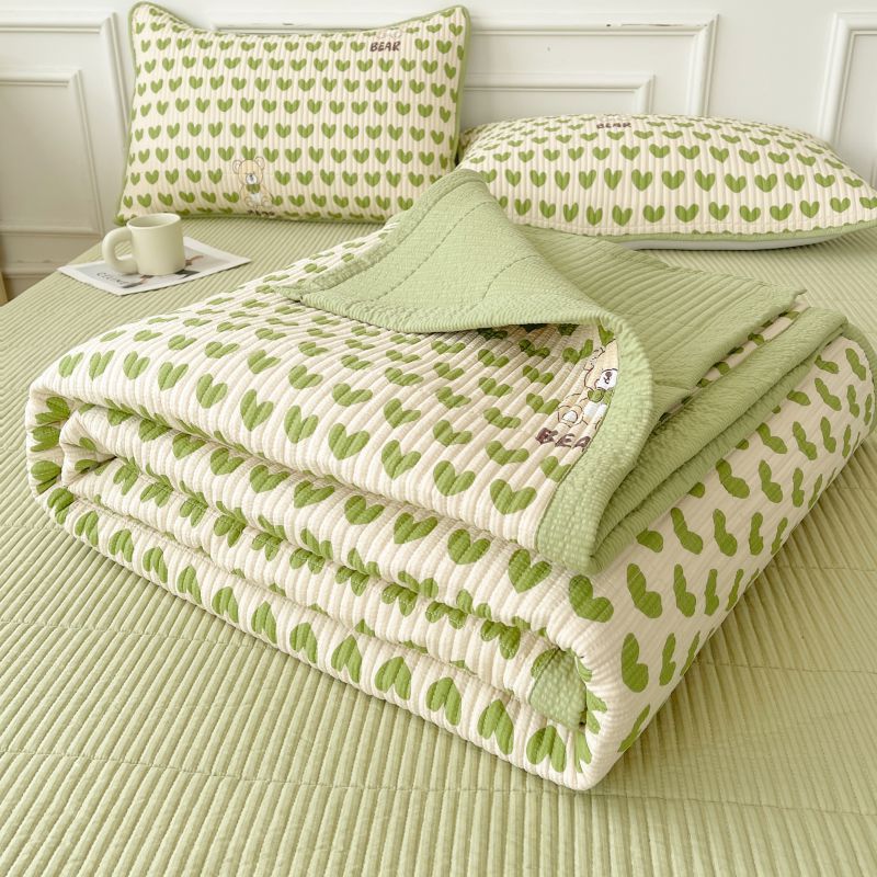 Picture of Mother and Baby Grade a Pure Cotton Bed Cover Three-Piece Set for Naked Sleeping Washed Cotton Cartoon Small Fresh Student Cotton Bed Bed Sheets Bed Cover