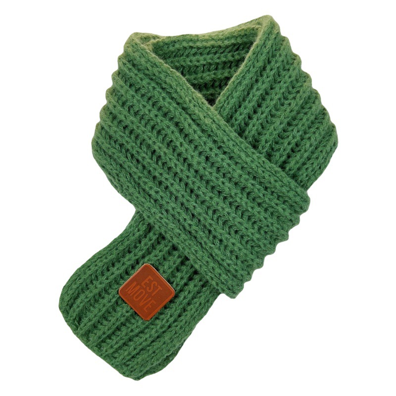 Ins K-Style Kidsren's Knitted Scarf Winter Pure Color Warm Wool Infants Boys and Girls Korean Baby Scarf Trendy