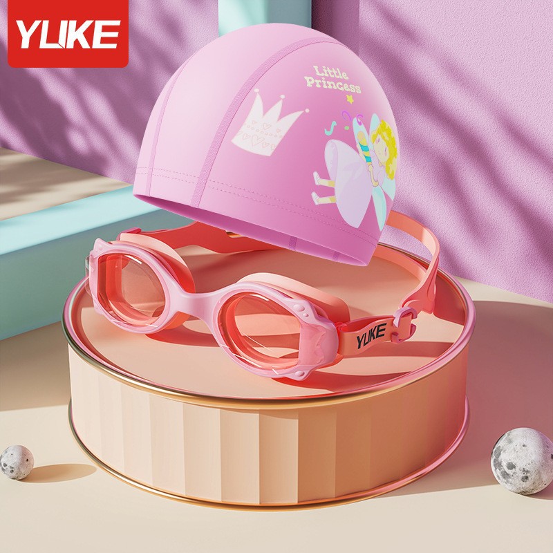 Picture of Children's Goggles Waterproof Anti-Fog HD Boys and Girls Cartoon Professional Swimming Glasses Diving Goggles Swimming Cap suit