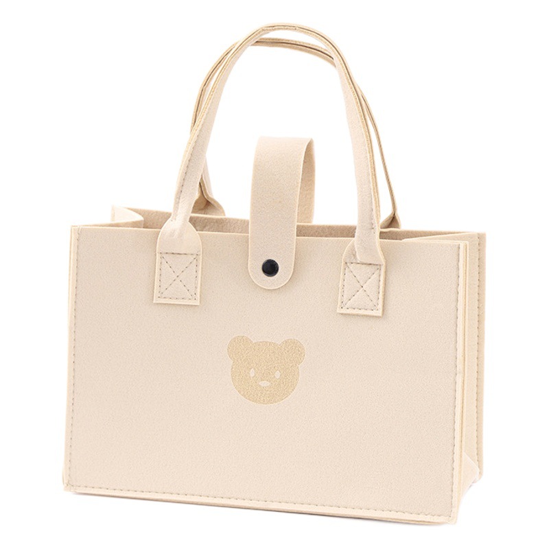 Souvenir Felt Bear Handbag Wedding Full Moon Birthday Party Felt Bag Custom Logo Large Capacity Tote Bag