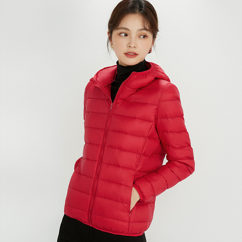 Picture of 90 down down Jacket Women's Hooded Lightweight Short Large Size Lightweight Western Style White Duck down Jacket Pinghu down Jacket Wholesale