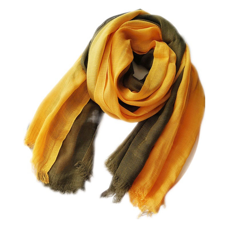 Picture of Foreign Trade Cotton Linen Scarf Scarf Women's Autumn and Winter Gradient Color-matching Japanese and Korean Lady Mori Girl Style Slub Yarn Shawl