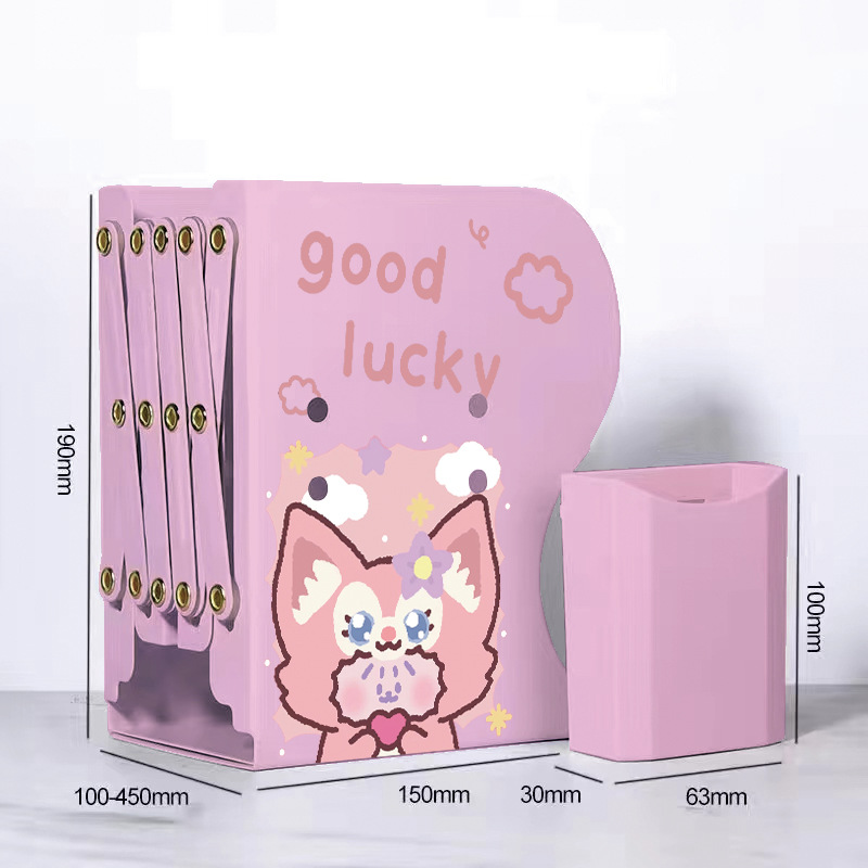 Picture of Bookshelf large capacity thickened simple fixed Book student desk storage rack with pen holder retractable book stand batch