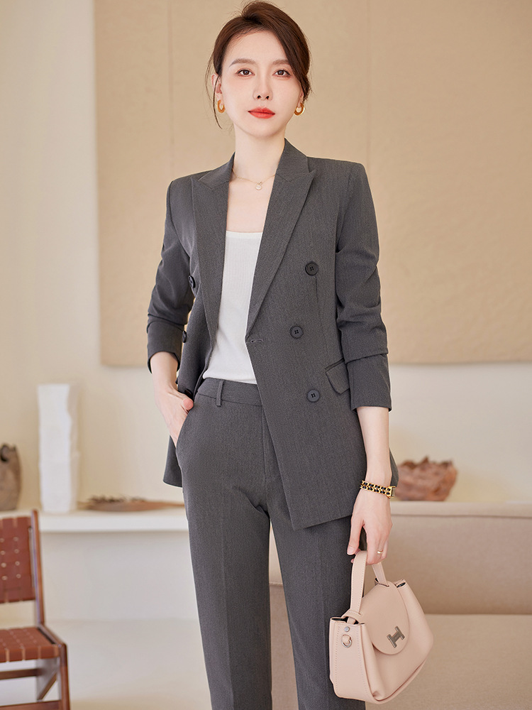 Picture of High-end Suit Jacket Women's Spring and Autumn Clothes Korean Temperament Business Wear Interview Dress Work Clothes Gray Suit suit