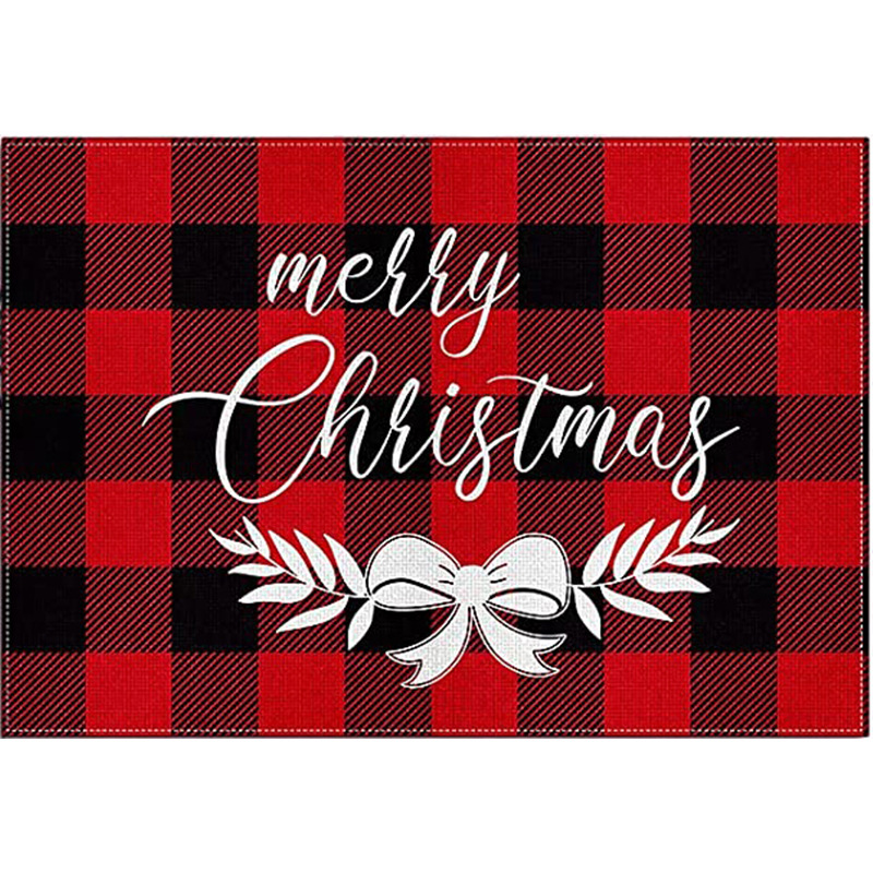 Picture of Christmas Placemat Scandinavian Style English Letter Napkin Western Restaurant Tablecloth Single Layer Linen Insulation Mat Table Mat
