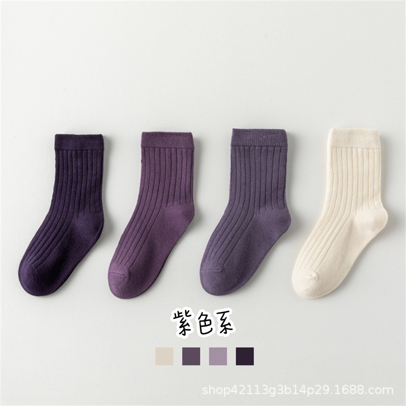 Picture of Children's socks spring and autumn Class A cotton boys' and girls' socks Korean style solid color baby mid-calf socks autumn medium and large children's fashion