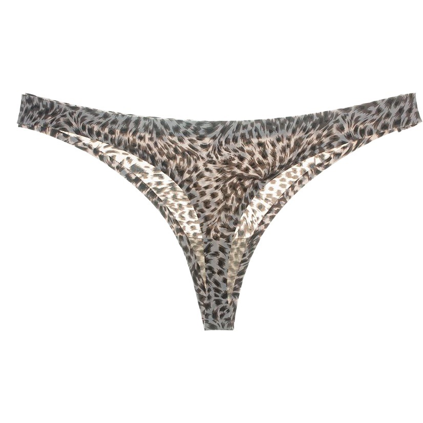 Foreign Trade Women's Underwear Sexy and Interesting Leopard Print Ice Silk Low-Waist One-Piece Seamless Women's Briefs Thong