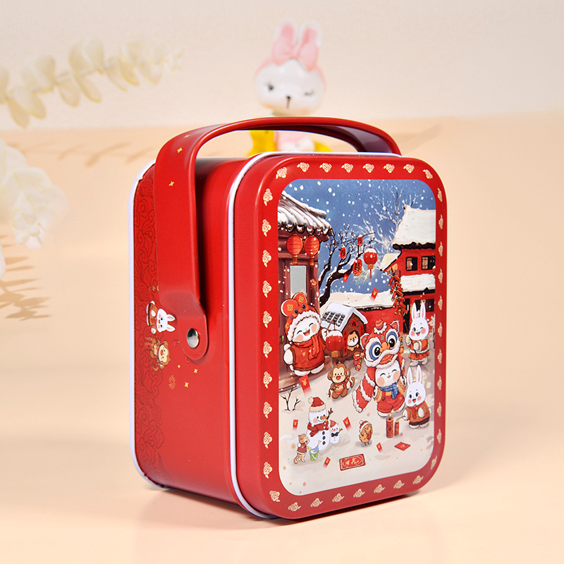 Tinplate portable tin cans candy tin cans New Year candy cans tinplate candy cans White rabbit candy cans