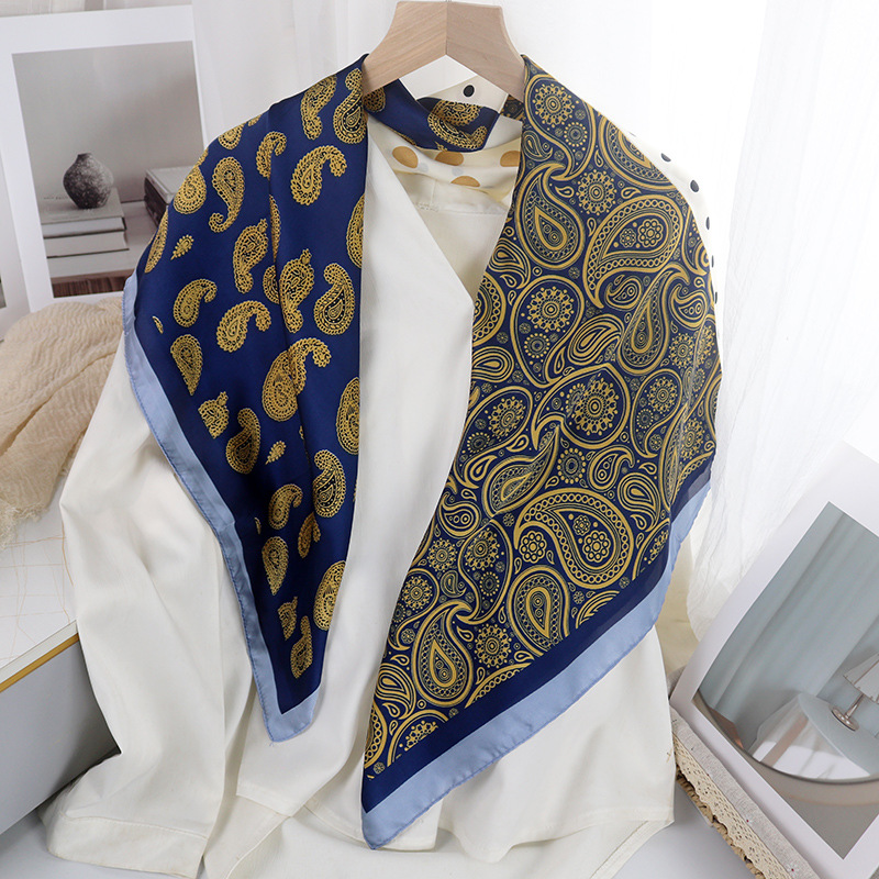 Picture of 90cm Cloud Brocade Square Scarf Hangzhou Silk Scarf Turban Shawl Scarf Women's Summer Outer Wear Spring Autumn Winter