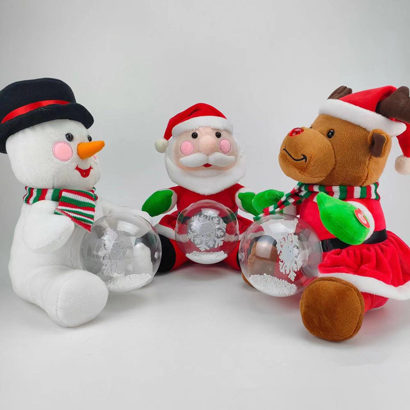 Picture of Electric plush toy Christmas gift elderly snowman elk singing luminous with snowball children gift