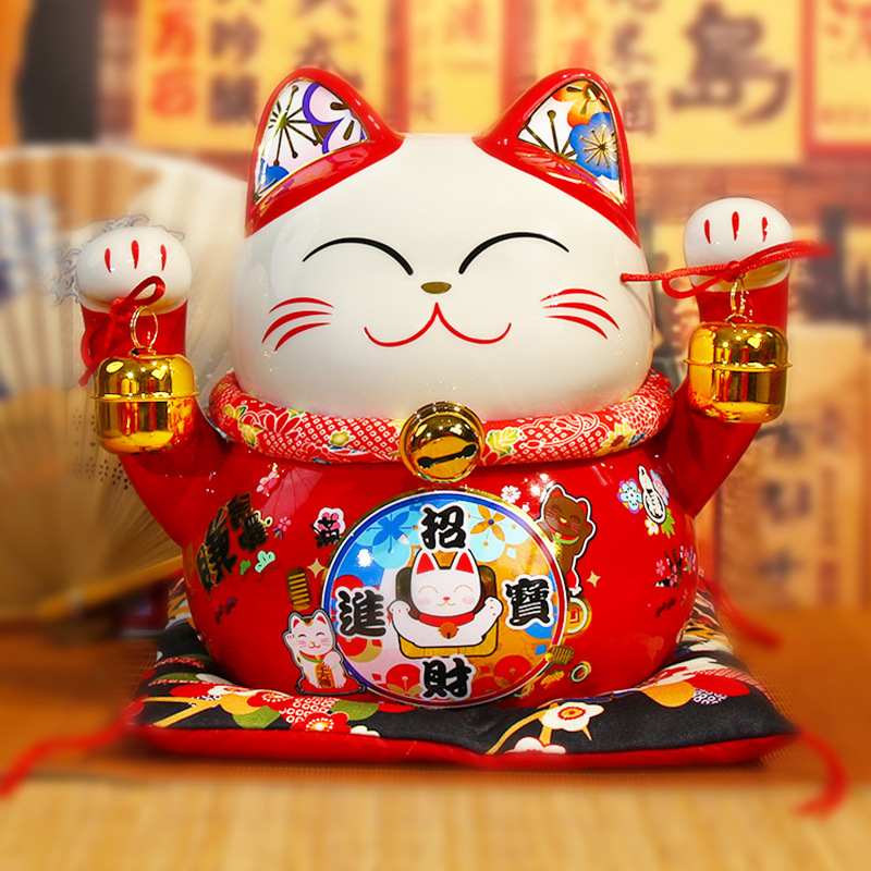 Picture of Fuyuan cat new dragon year lucky cat ornaments bank enterprise opening year red business gifts ceramic lucky cat custom