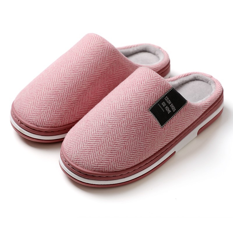 Picture of Home Cotton Slippers for Men, Autumn and Winter Thick-Soled Non-Slip Indoor Warm Plush Slippers for Women, Comfortable at Home