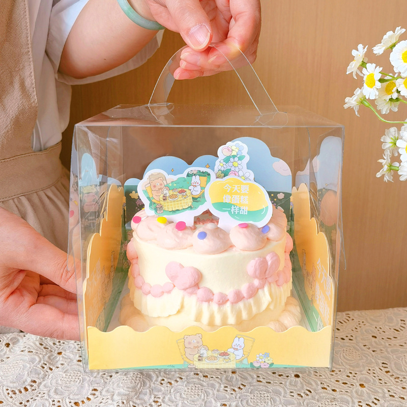 4 inch transparent cake portable box puree cake packaging box 3/5/6 inch dessert small West Point packaging box wholesale