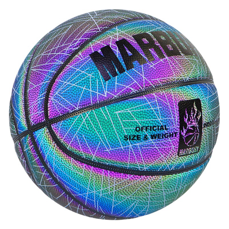 Reflective basketball No.7 night fluorescent blue ball PU wear cool net red gift lettering basketball customization