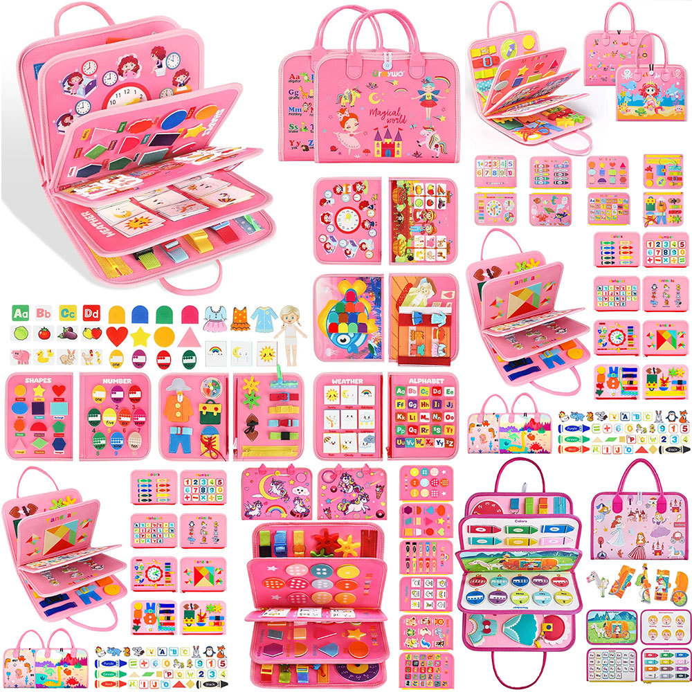 Amazon supplies children's felt learning board cross-border e-commerce felt busy board Monterey shuttle early education story board