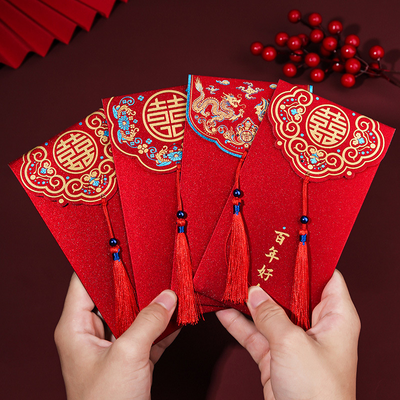 Picture of New red envelope, red envelope, personalized tassel bag, 100 yuan large bill, retro high-end wedding 2024 new wedding