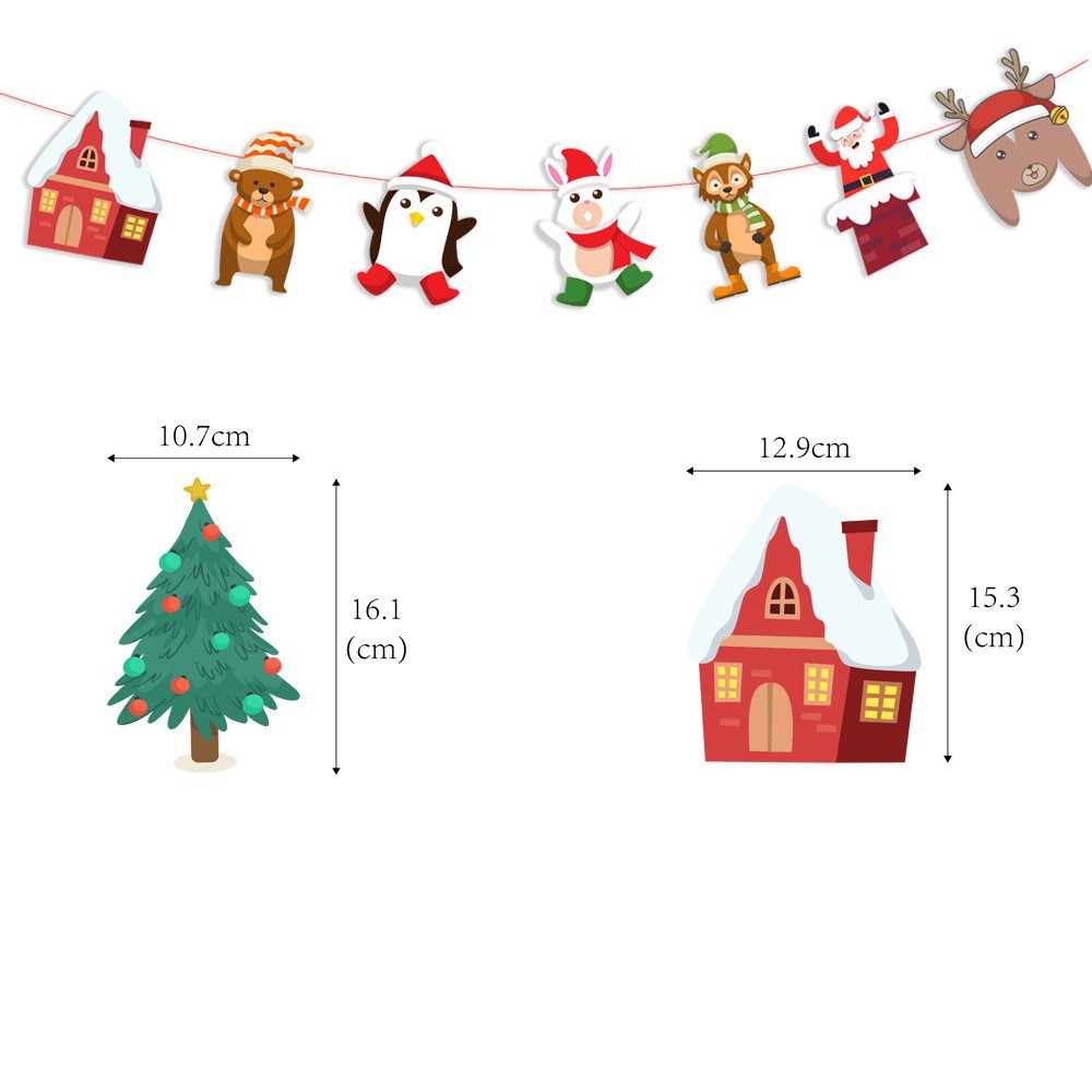 Picture of Christmas Decorations Christmas Pull Flag Hanging Flag Holiday Banner Party Decoration Paper Cartoon Christmas Pull Flower String Flag
