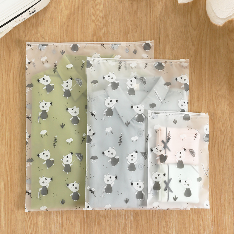 Cute Mouse PE thickened sealed bag waterproof travel clothing storage bag cute zipper bag luggage classification self-sealing