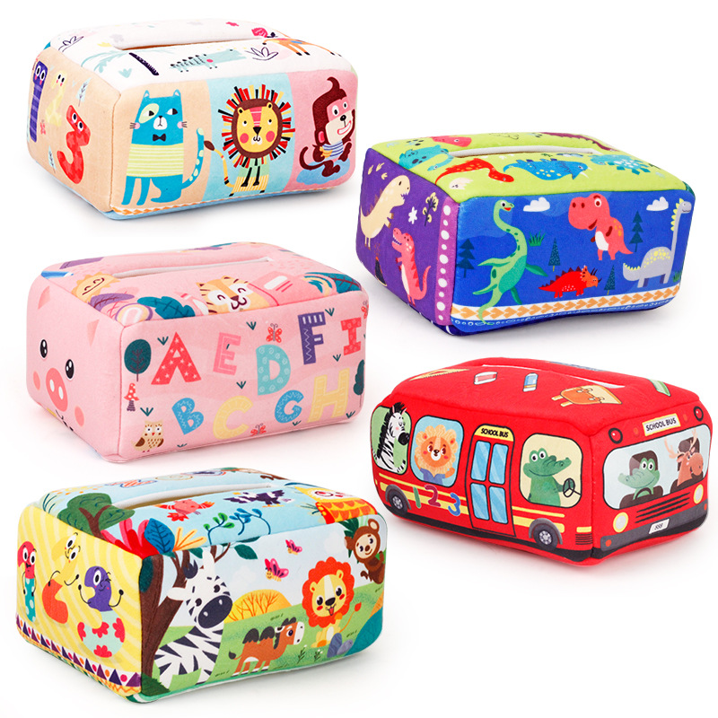 Picture of Baby puzzle early education cloth book toy box simulation dinosaur animal tear tissue box baby paper cloth book