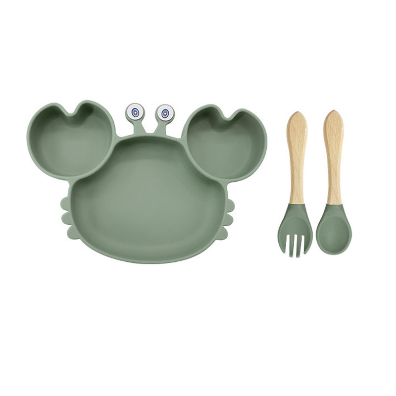 Picture of Baby silicone tableware crab plate suit food supplement bowl bib food grade tableware suit factory direct supply cross-border