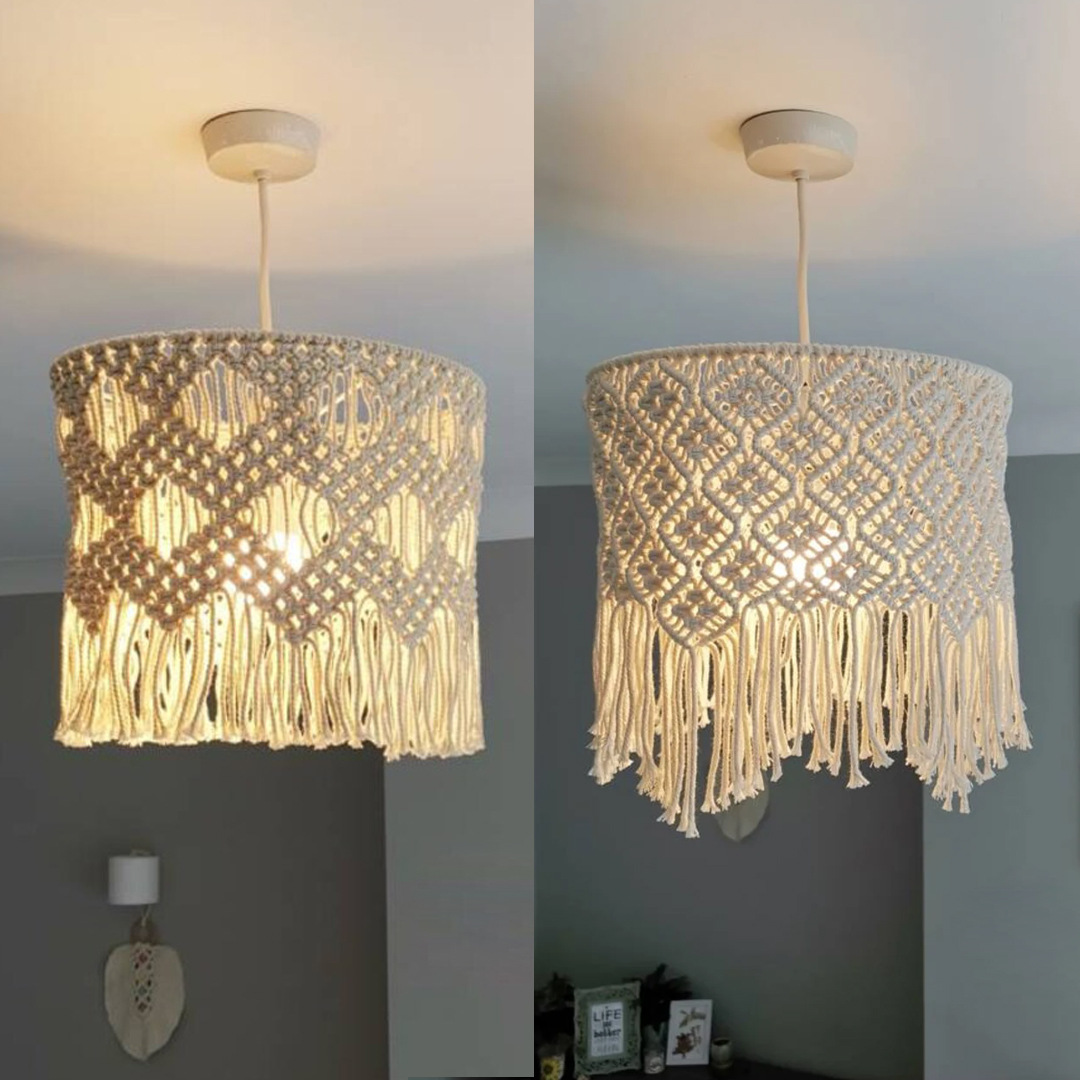 Scandinavian Ins Chandelier Decoration Handmade Cotton Rope Woven Lampshade Bohemian Style B&B Soft Decoration Amazon Lampshade