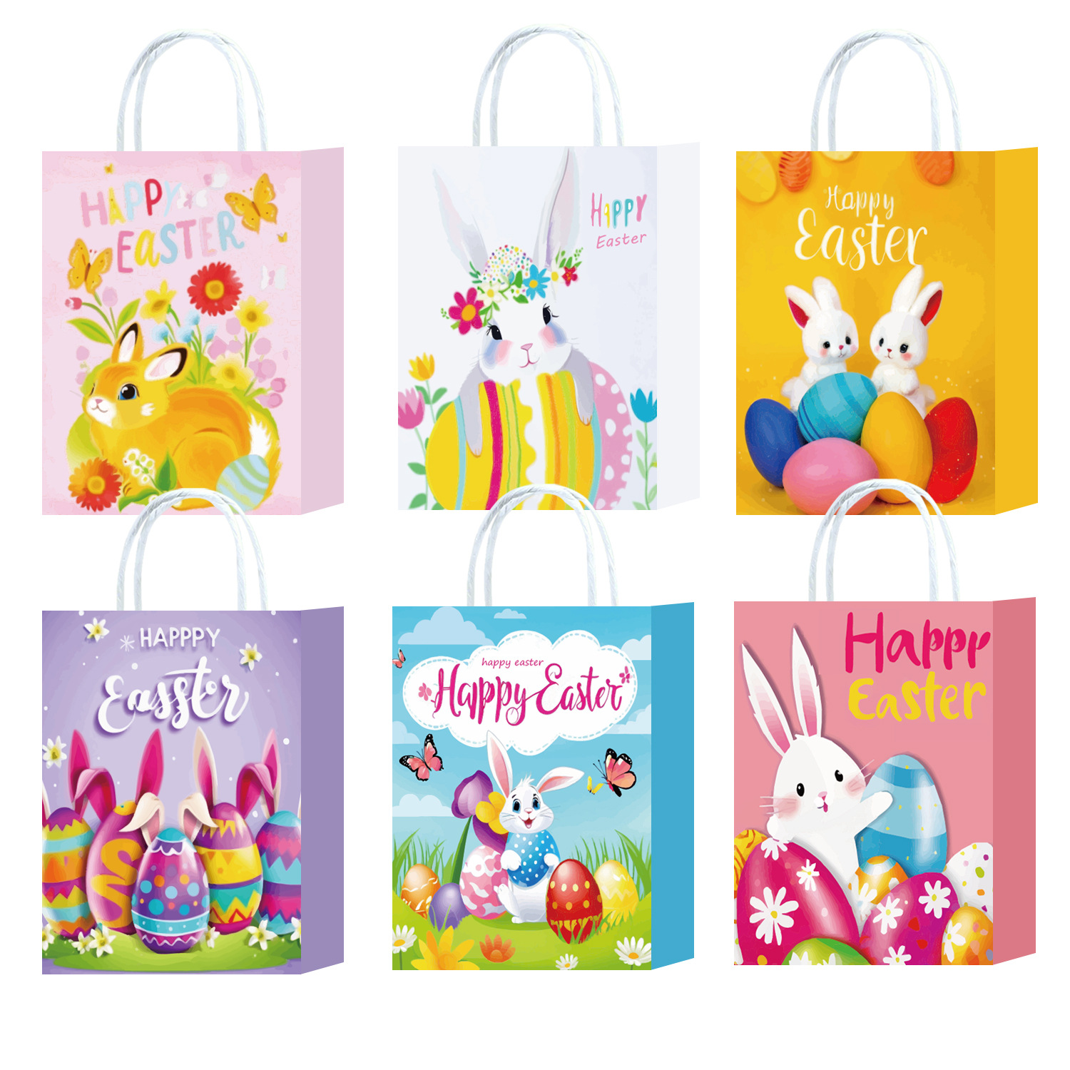 Amazon Easter Theme Paper Bag White Kraft Paper Bag Birthday Party Gift Bag Shopping Jewelry Tote Bag