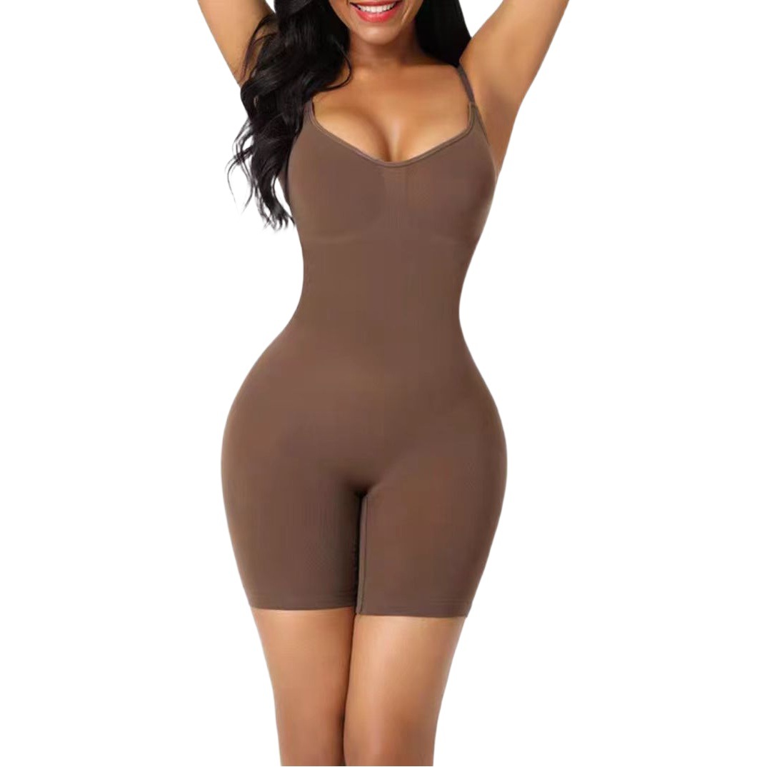 European and American cross-border body shaping one-piece postpartum belly contracting seamless body shaping clothes trousers full body open crotch hip lifting jumpsuit