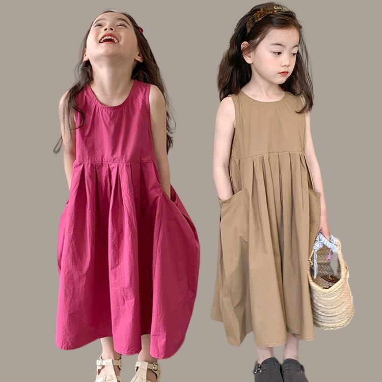 [in stock] dopamine girls vest skirt summer new children Korean simple popular sleeveless skirt