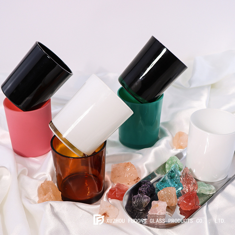 Picture of Color Frosted Candle Holder Glass Aromatherapy Candle Cup Creative Fashion Candle Jar DIY Aromatherapy Candle Holder with Lid for Home
