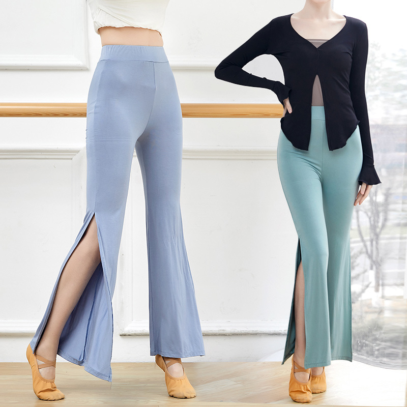 Picture of Dance Training Outfit for Female Models: Latin Long Pants with Slits, Flared Pants for Stage Performance