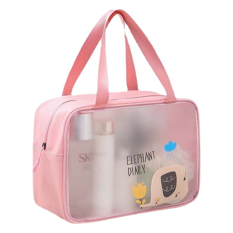 New Cartoon PVC Cosmetic Bag Swimming Bag Cute Storage Bag PU Double Portable Waterproof Transparent Wash Bag