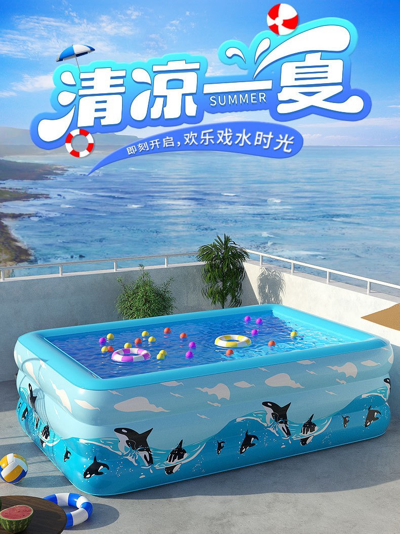 Pvc Swimming Pool for Adults, Children, and Babies, Square Inflatable Swimming Pool with Bubble Bottom Design, Bubble Pool