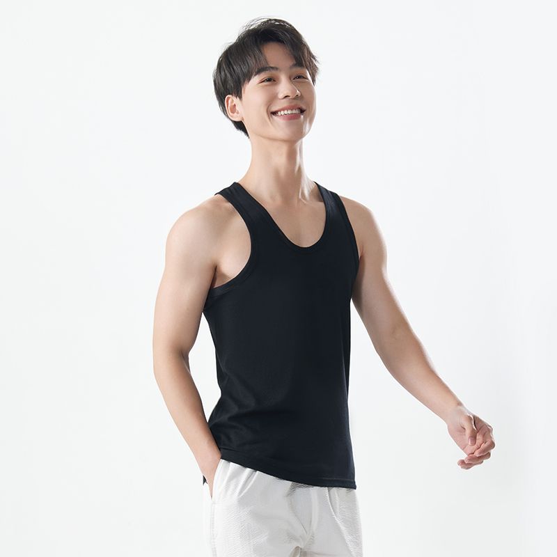 Picture of Men's Pure Cotton Vest 1:1 Fine Thread Elastic White Vest 40 Count I-Shaped Men's Sports Bottoming Shirt Dropshipping