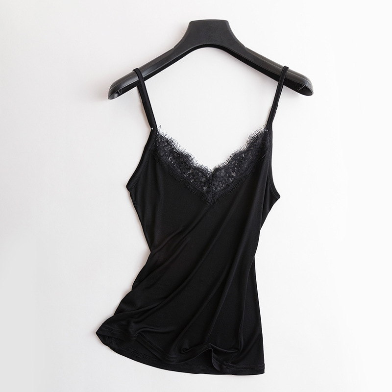 Picture of Tangge Spring and Summer Mulberry Silk Loose V-neck Lace Silk Sling Silk All-match Base Vest