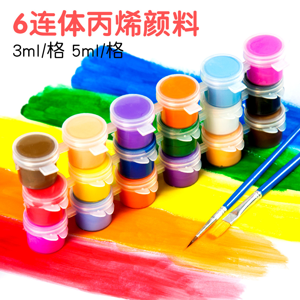 Picture of Six-Piece Hand-Painted Acrylic Paint 3ml 5ml Kidsren's Painting Pigment Kindergarten DIY Art Graffiti Materials